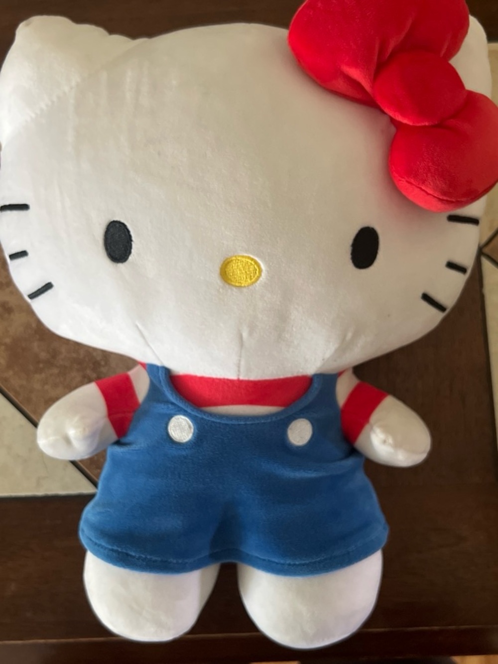 Hello Kitty Plush with Red Bow and Blue Dress